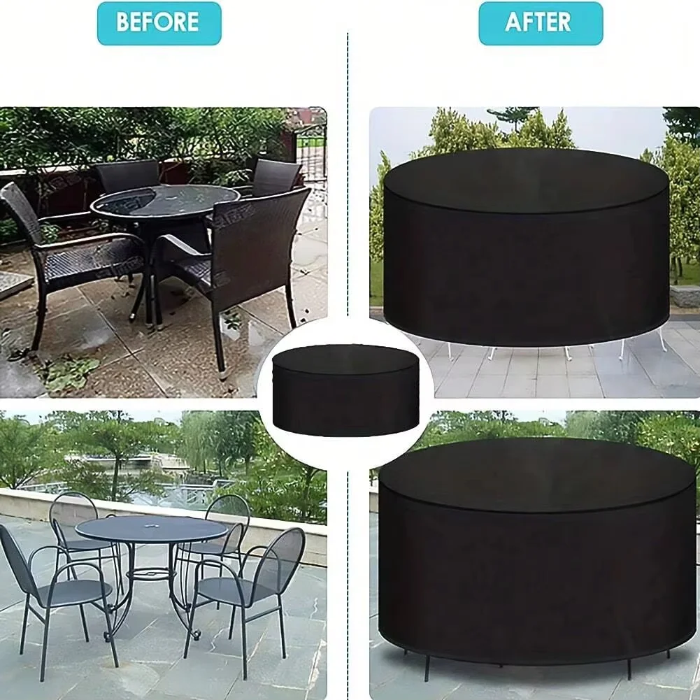 غطاء أثاث خارجي عالي التحمل مقاوم للأشعة فوق البنفسجية مصمم لحماية جميع الأحوال الجوية، يتميز بإغلاق برباط آمن