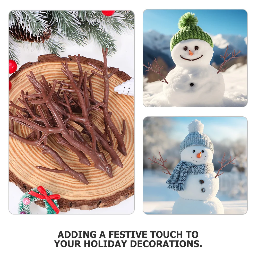 20 قطعة عيد الميلاد قرن الوعل اكسسوارات فو الغزلان قرون صغيرة البلاستيك ثلج فروع اليد DIY بها بنفسك الحرفية زينة حفلة عيد الميلاد #6