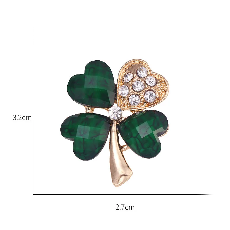 Korean Version Creative New Four-leaf Clover Brooch Gold-plated Lapel Pin Ladies Dress Jacket Decoration Jewelry Accessories