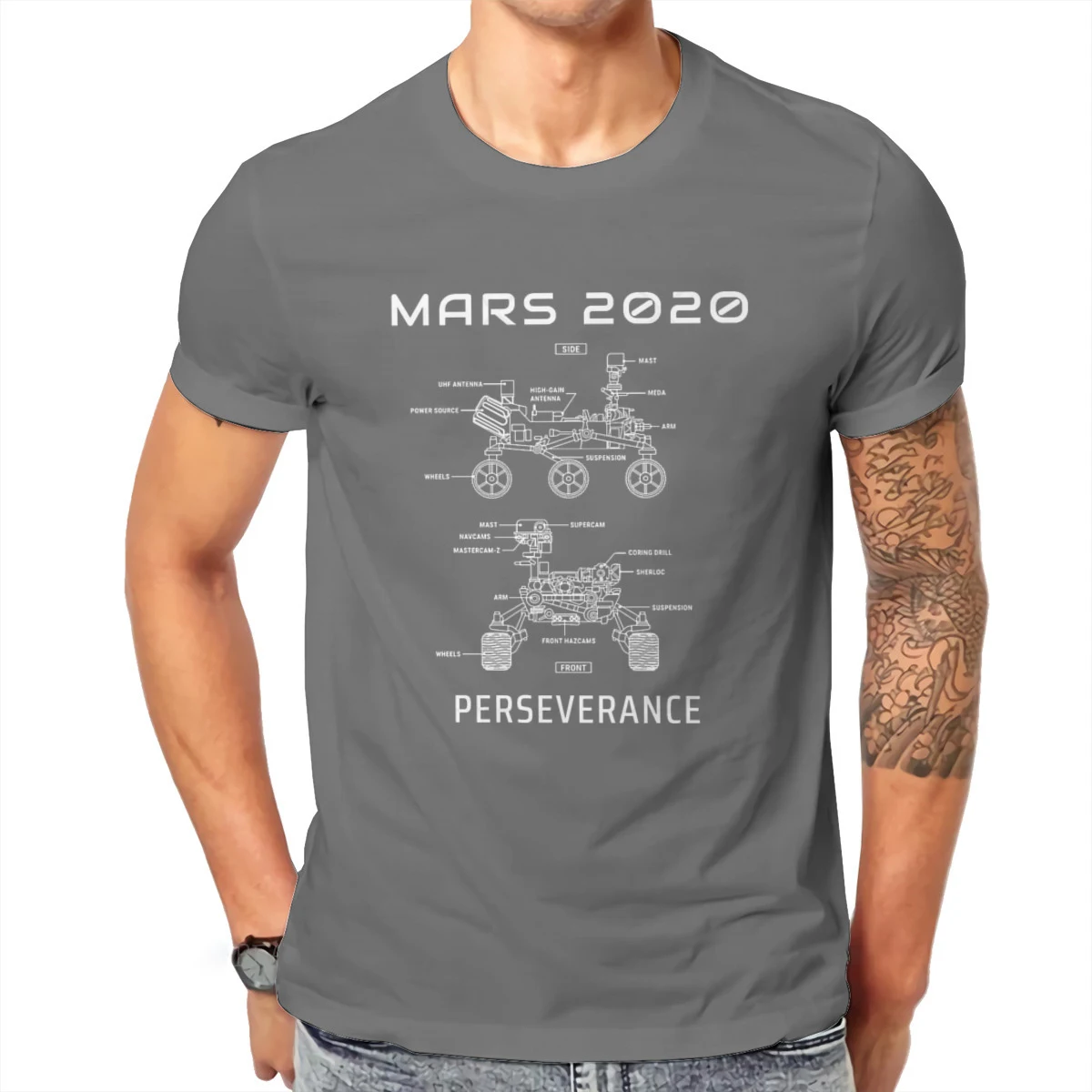 Mars 2020 Space Explorers Perseverance Rover Classic Tshirt New Arrival Graphic Men Vintage Summer Men's Tops Cotton T Shirt