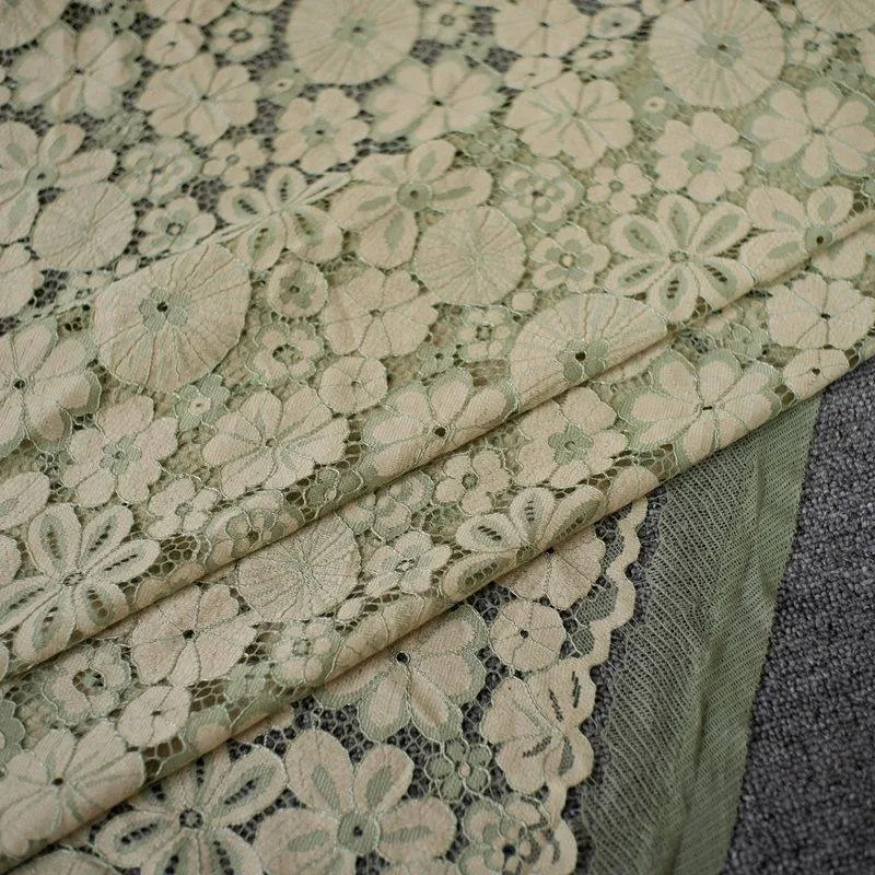 New Exquisite Two Tone Embroidered Lace Fabric Handmade High End Wedding Dress ，Clothing Sewing Fabric Decorative Accessories