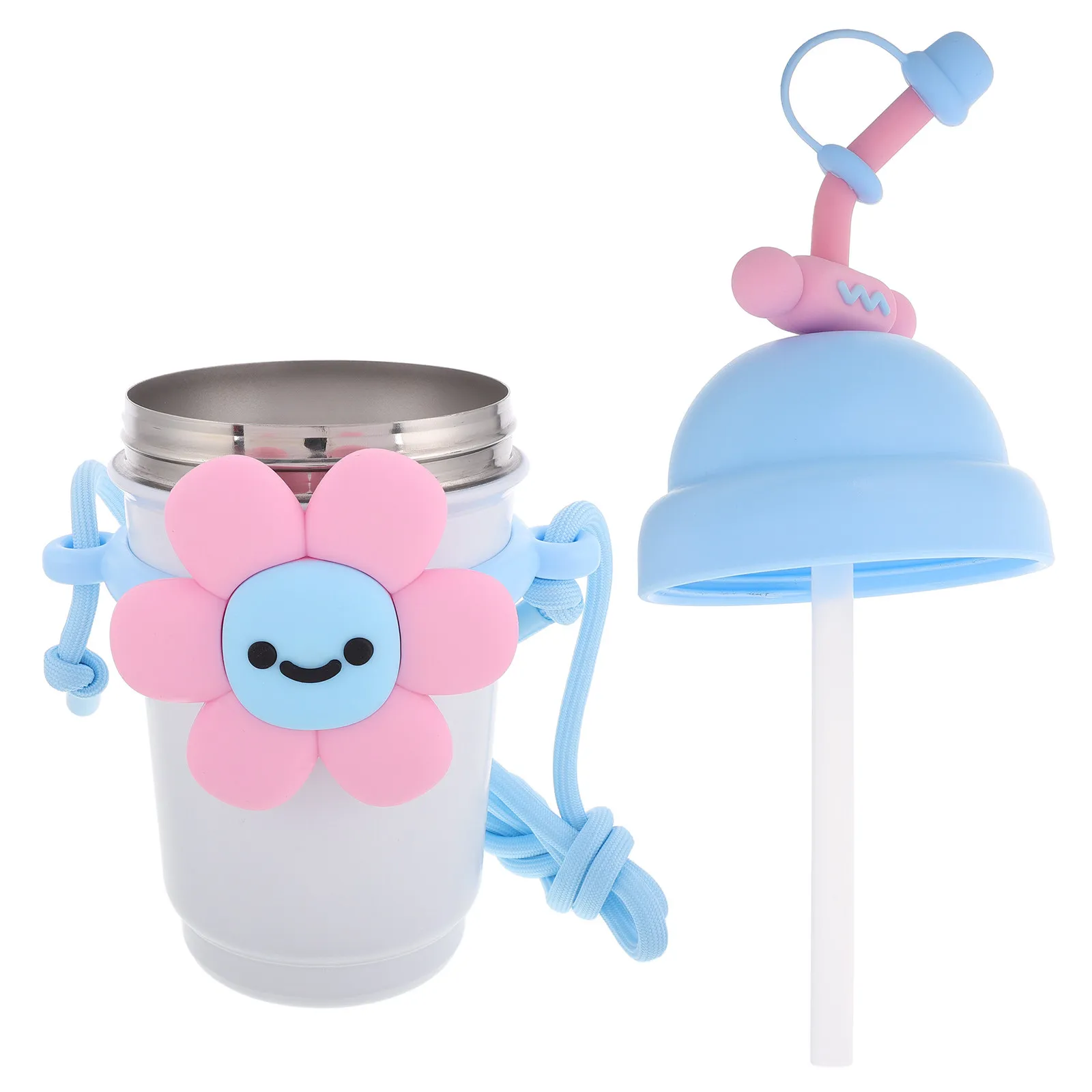 Portable Thermal Car Coffee Cup Heating Mug with Straw Insulated Travel Crossbody Design for Commuting