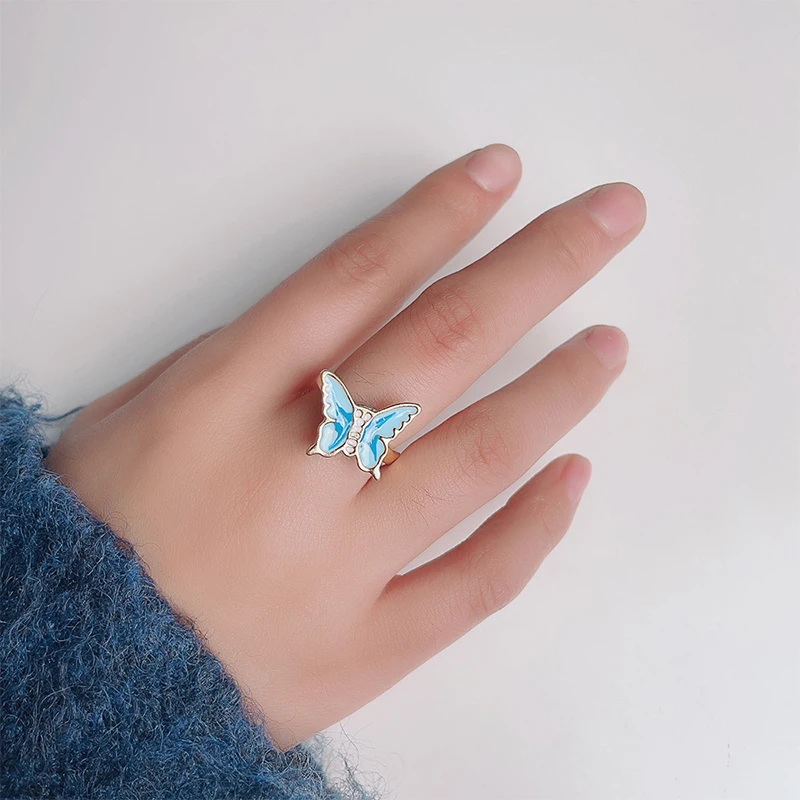 Fidget Spinner Spinning Ring for Girl Multiple Fruit Heart Butterfly Animal Rotatable Ring Anti Stress Teens Fun Jewelry