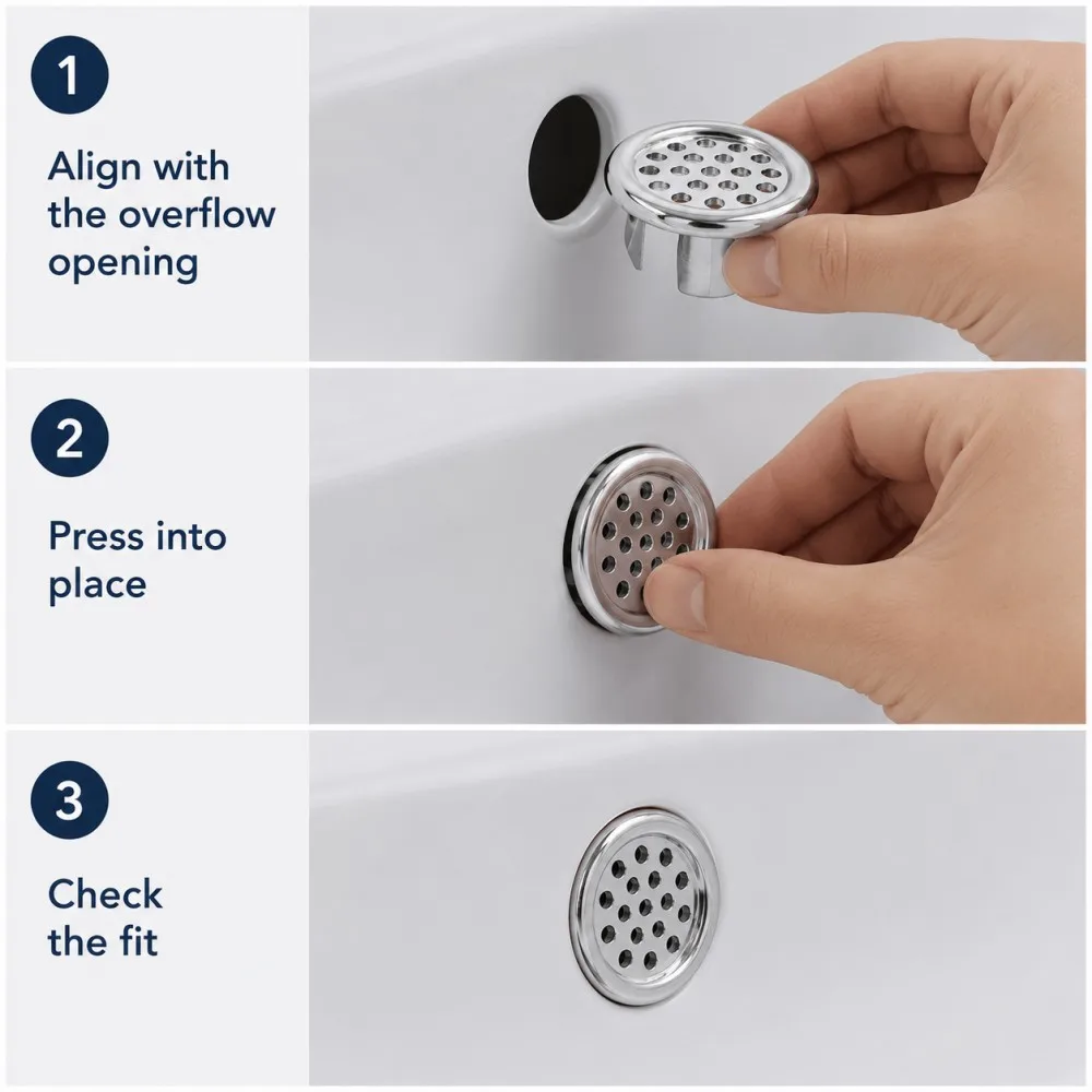 1-20Pcs Round Basin Overflow Cap Sink Drain Cover ABS Insert Perforated Front Bathroom Vanity Overflow Hole Plug