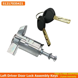 51217035421 Left Driver Car Door Lock Cylinder Barrel Assembly With 2 Keys For BMW X5 E53 2000-2006