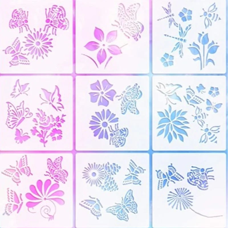 Kawaii Butterfly Flower Stencils DIY Layering Wall Scrapbook Coloring Embossing Album Decoration Paper Card Painting Template