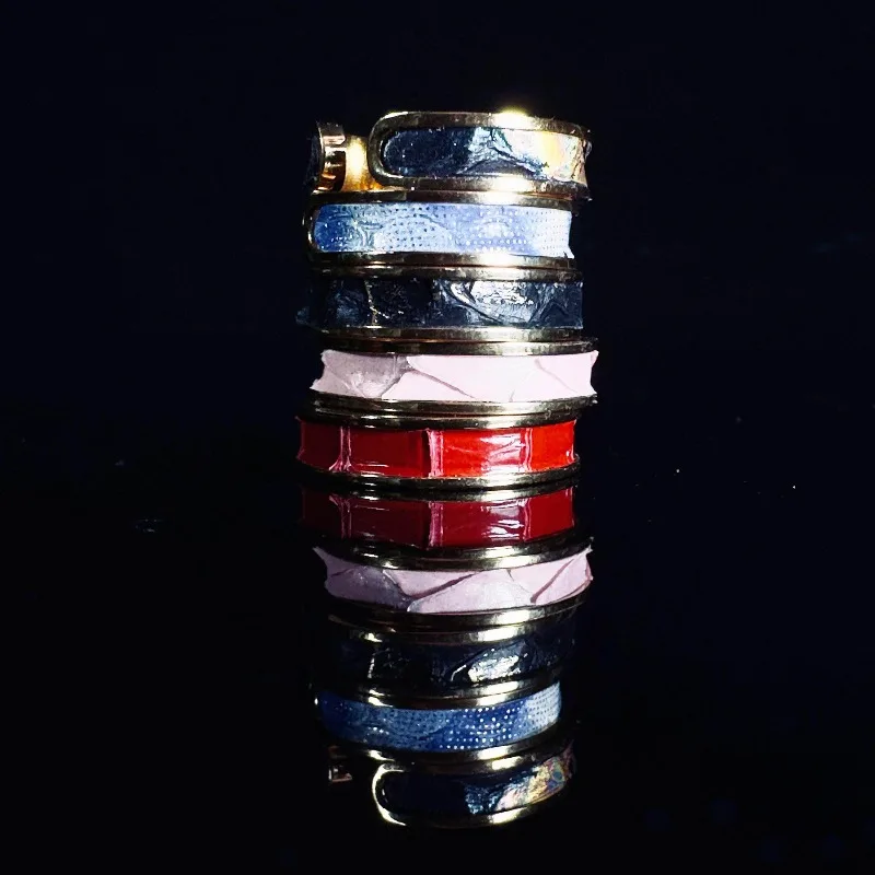 Customized Handmade Snake Skin Leather Ring Ring Opening DIY Men's and Women's Inlay Niche Design Personalized Original Handmade