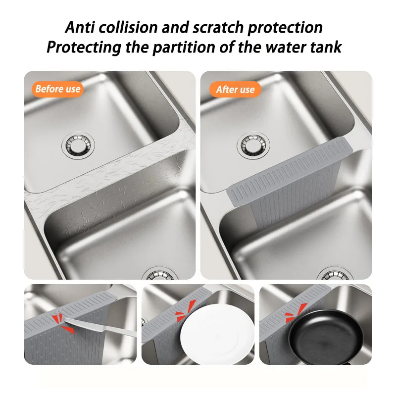 سيليكون بالوعة السرج حصيرة رمادي بالوعة المطبخ حامي مقسم حصيرة وسادة مقاومة للحرارة أدوات المائدة عدم الانزلاق الحصير للمطبخ #3