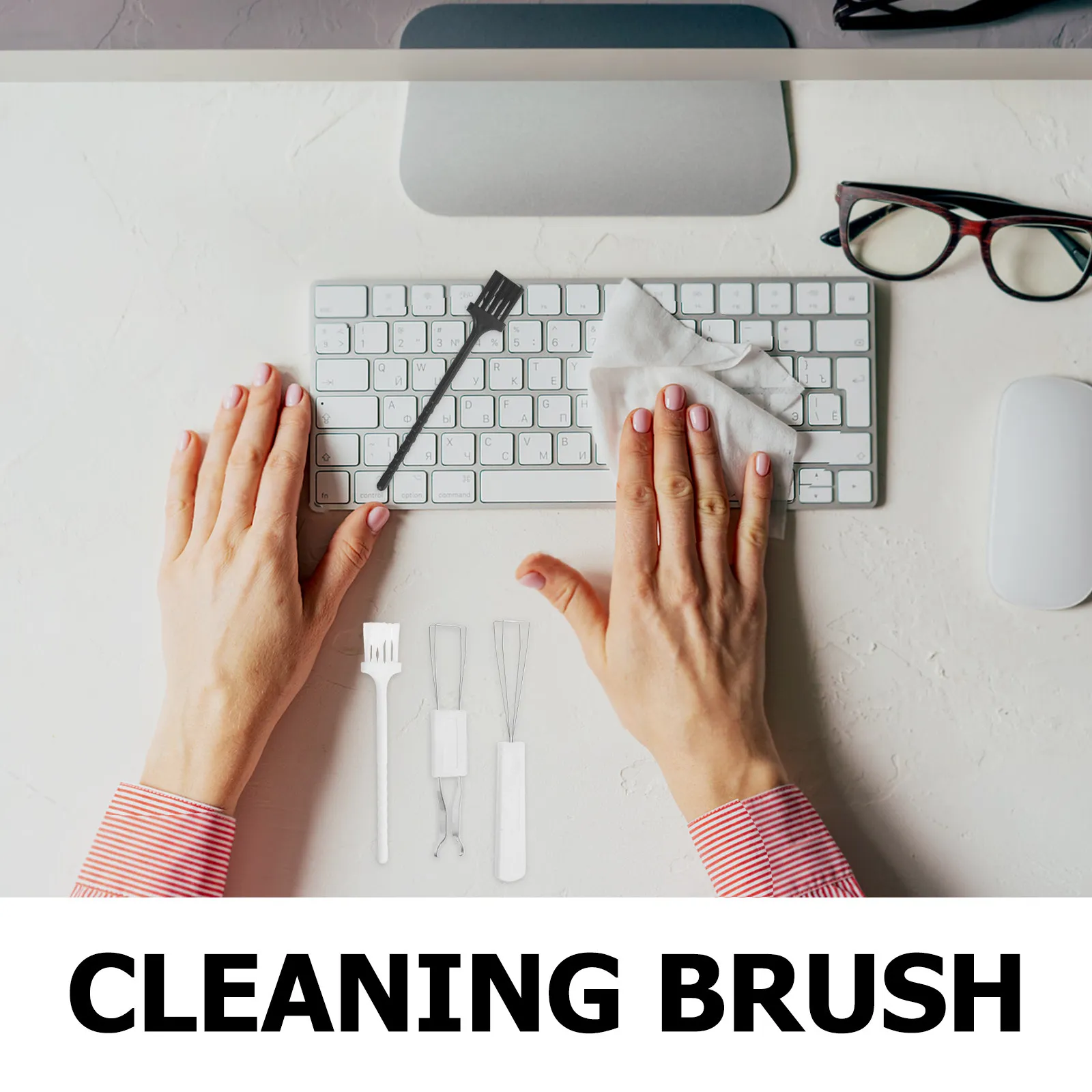1Set Keyboard Cleaning Brush Set Portable Dust Remover Mechanical Key Puller Keycap Removal Tool Electronics Cleaner Home Office