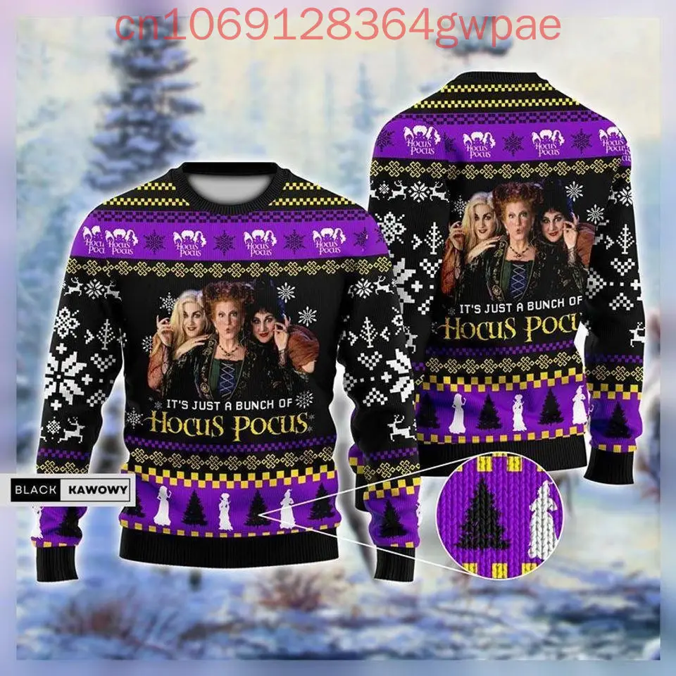 Hocus Pocus Christmas Ugly Sweaters Halloween Gift Disney 3d Print Christmas Ugly Sweaters Fashion Men's Women's Casual Sweater