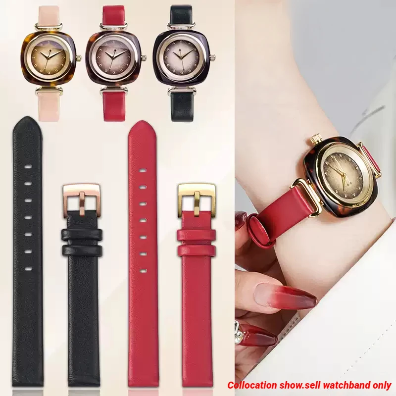 

12 мм 14 мм быстрый модный женский ремешок для часов Fossil TISSOT Citizen женский мягкий ремешок для часов из воловьей кожи красный, розовый, серый, белый браслет