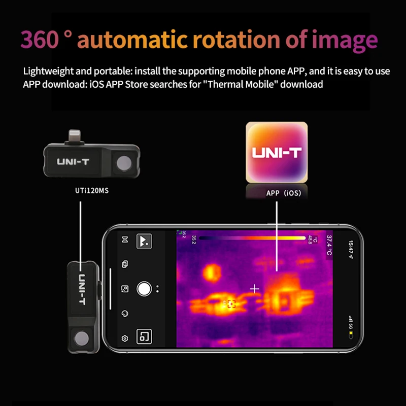 Imagem -04 - Uni-t Uti120 Móvel Uti120ms Usb Infravermelho Térmica Imager Telefones Celulares Câmera Termográfica Imager para o Reparo