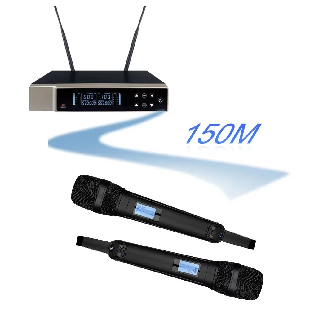 

Преобразование частоты SKM9000 UHF 200, подходящее для церковных выступлений, двухканальный металлический беспроводной ручной микрофон