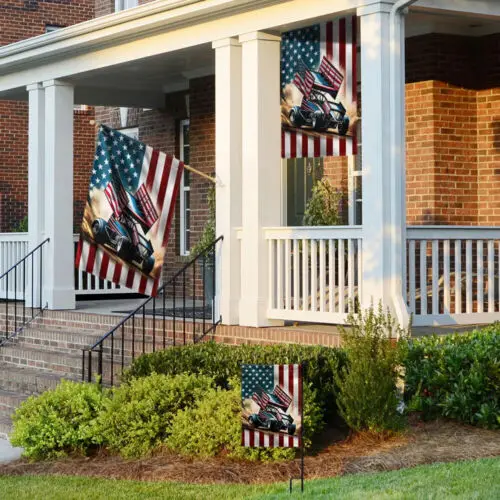 Sprint Car Racing Dirt Track Racing American Flag Garden Flag