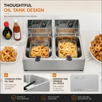 Commercial Deep Fryer, 3400W Electric Countertop Fryer with 2 Baskets & Lids, 22.8QT Dual Tank Stainless Steel Deep Fryer for Restaurant, Food Truck, Party 5