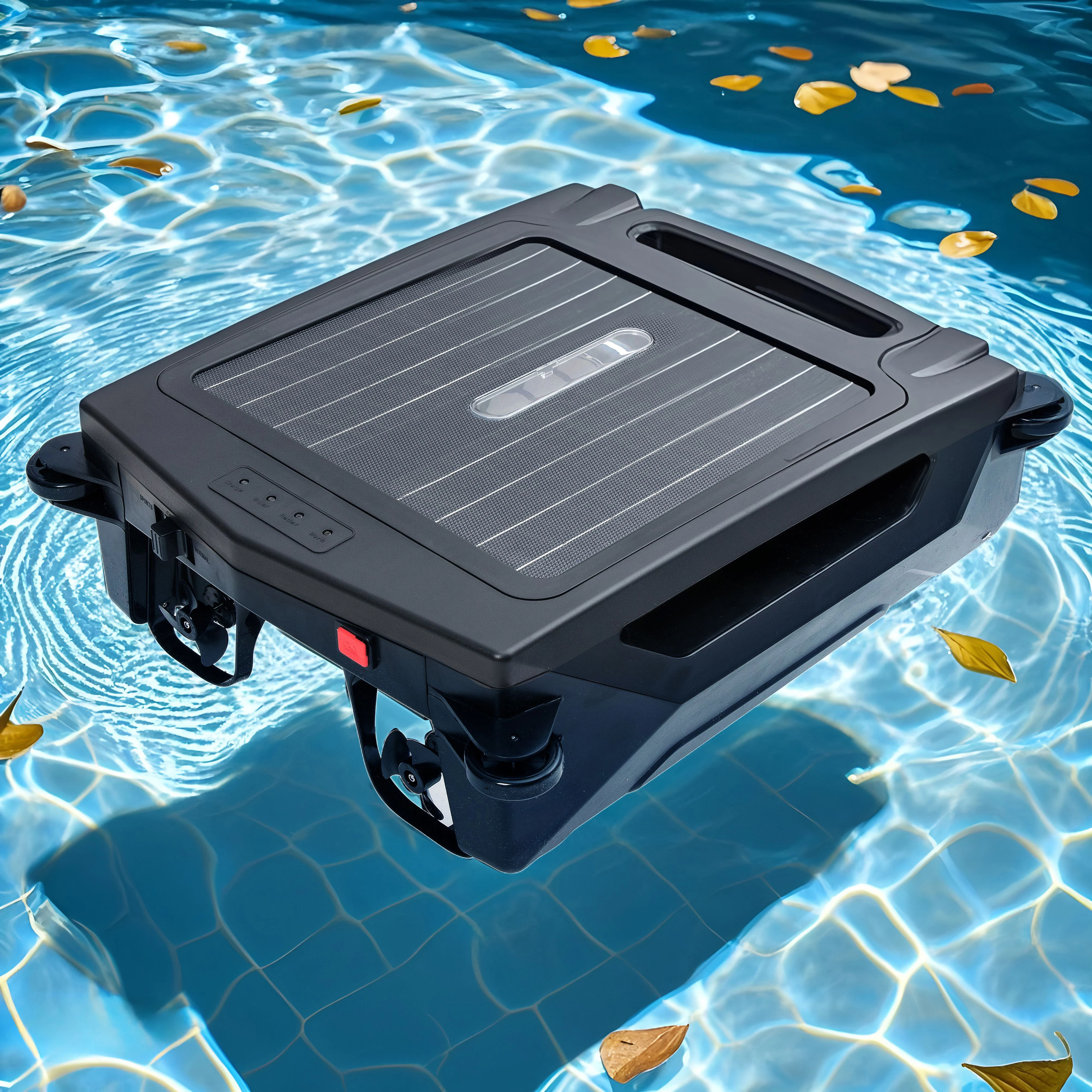 

Automatic Pool Vacuum Cleaner Rechargeable Cordless Remote Solar Powered Robotic Skimmer Cleaner with Dual Charging Options