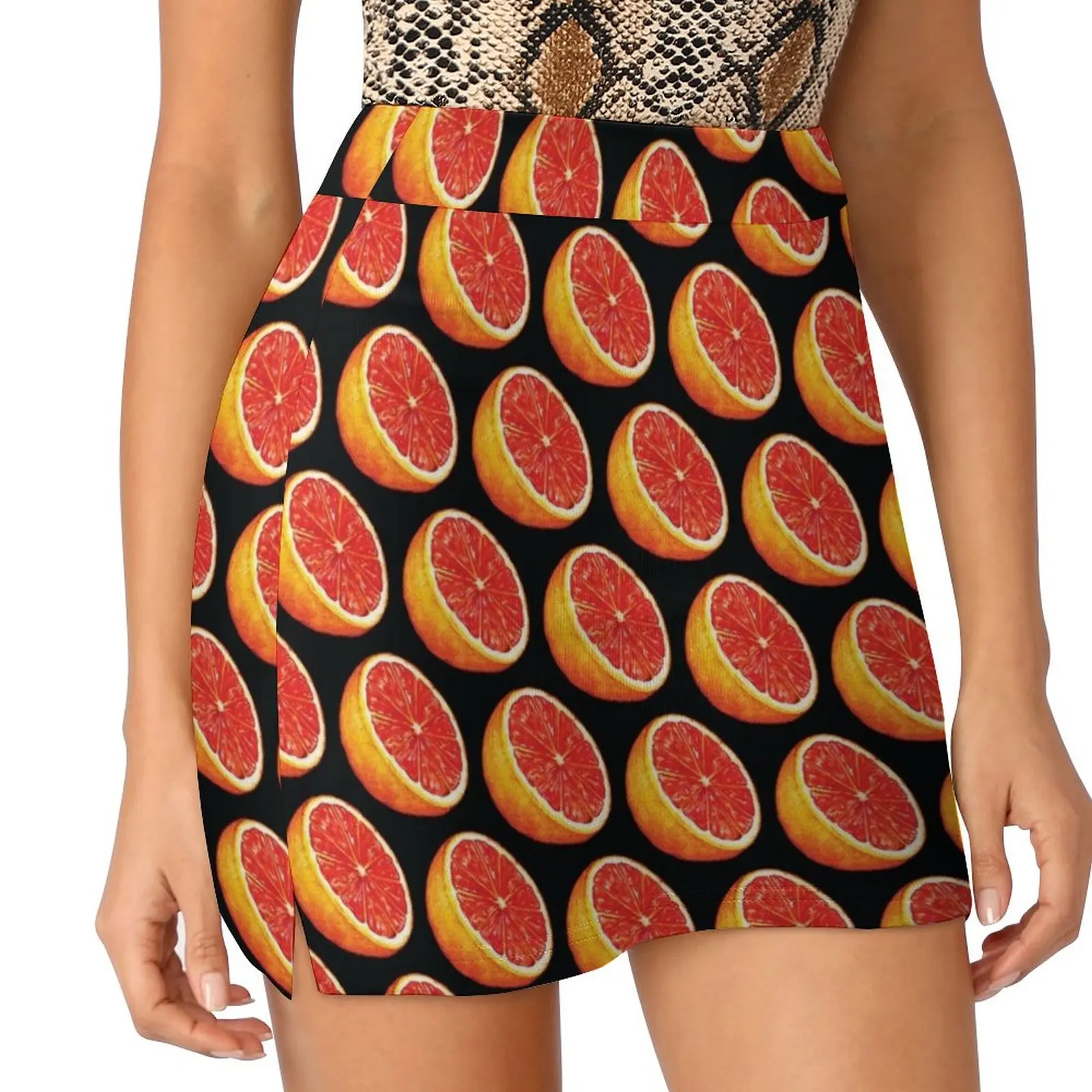 

Grapefruit Pattern - Black Mini Skirt korean skirt night club women clothing women summer 2025