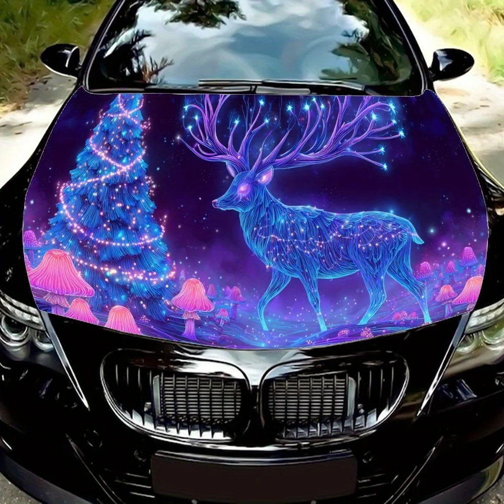 

Олень в фэнтези-лес, наклейка на капот автомобиля, самоклеящаяся водонепроницаемая наклейка на капот автомобиля из ПВХ, украшение автомобиля, устойчивая к царапинам наклейка Pr
