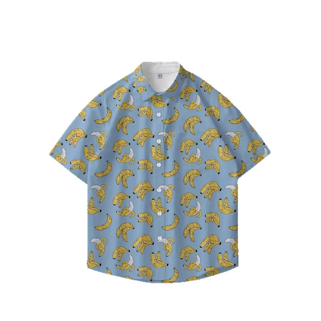 New Hawaiian flower shirt men's short sleeved cross-border 3D printed shirt high-end beach plus size casual jacket
