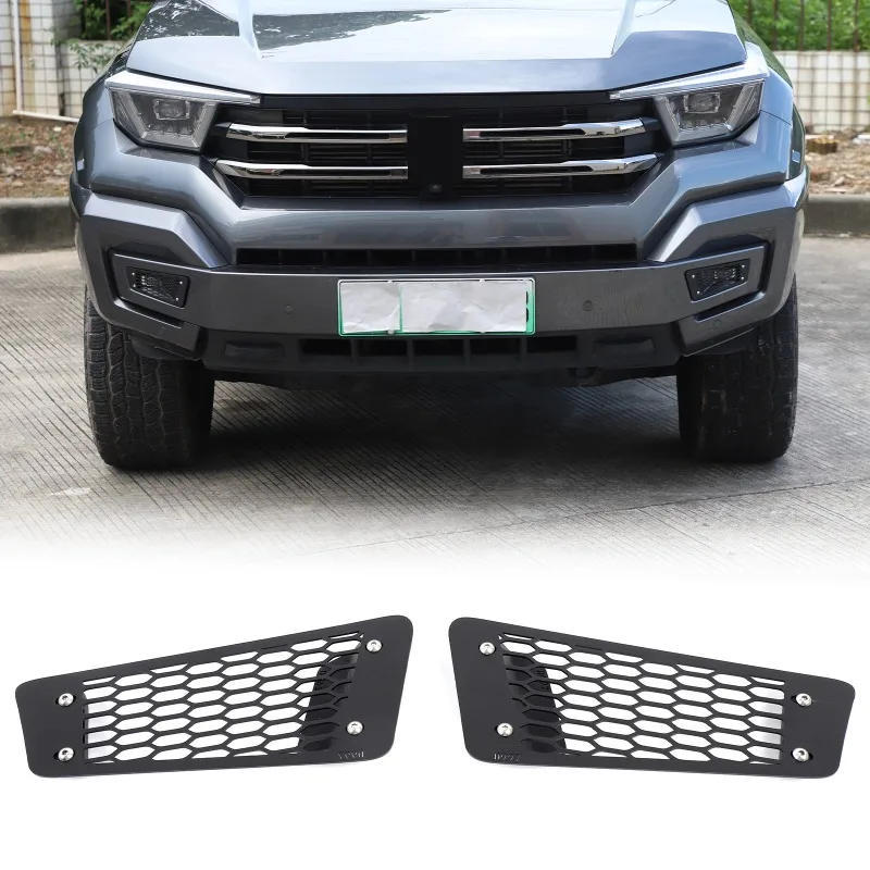 

2pcs Carbon Steel Front Fog Light Protective Mesh Cover Trim Sticker For 2023+ Tank 400 black Car Accessories