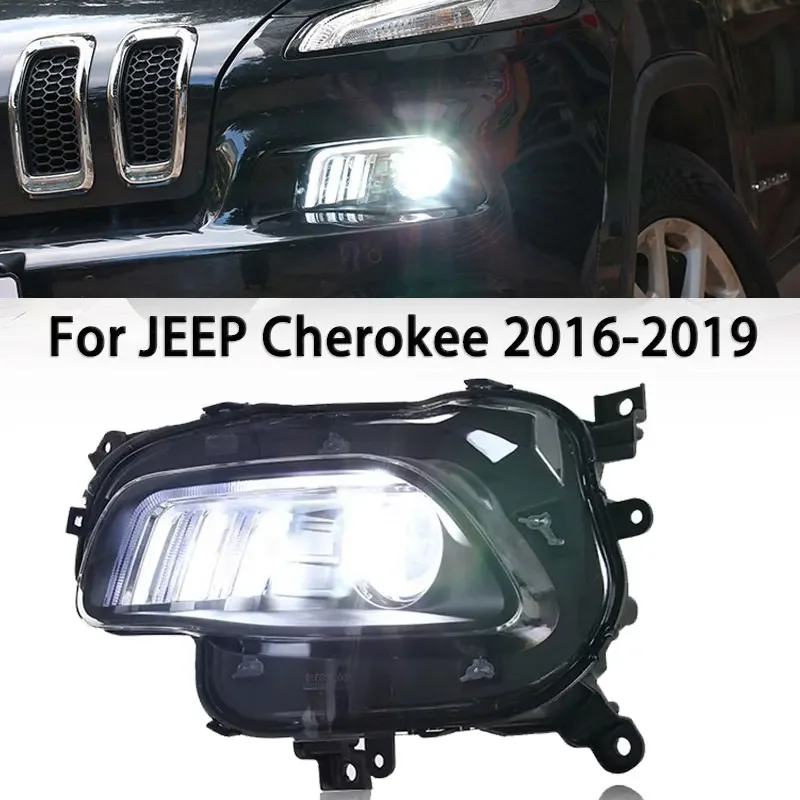 LED Headlight for JEEP Cherokee LED Headlight 2016-2019 Headlights Cherokee DRL Turn Signal High Beam Angel Eye Projector Lens