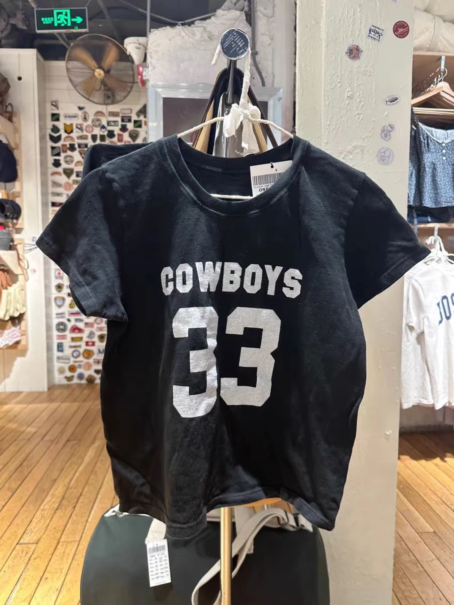 Cowboys 33 Vintage T-Shirt Women Summer Black Round Neck Cotton Short Sleeve Tees Female Streetwear Casual Rock T-shirts Y2k