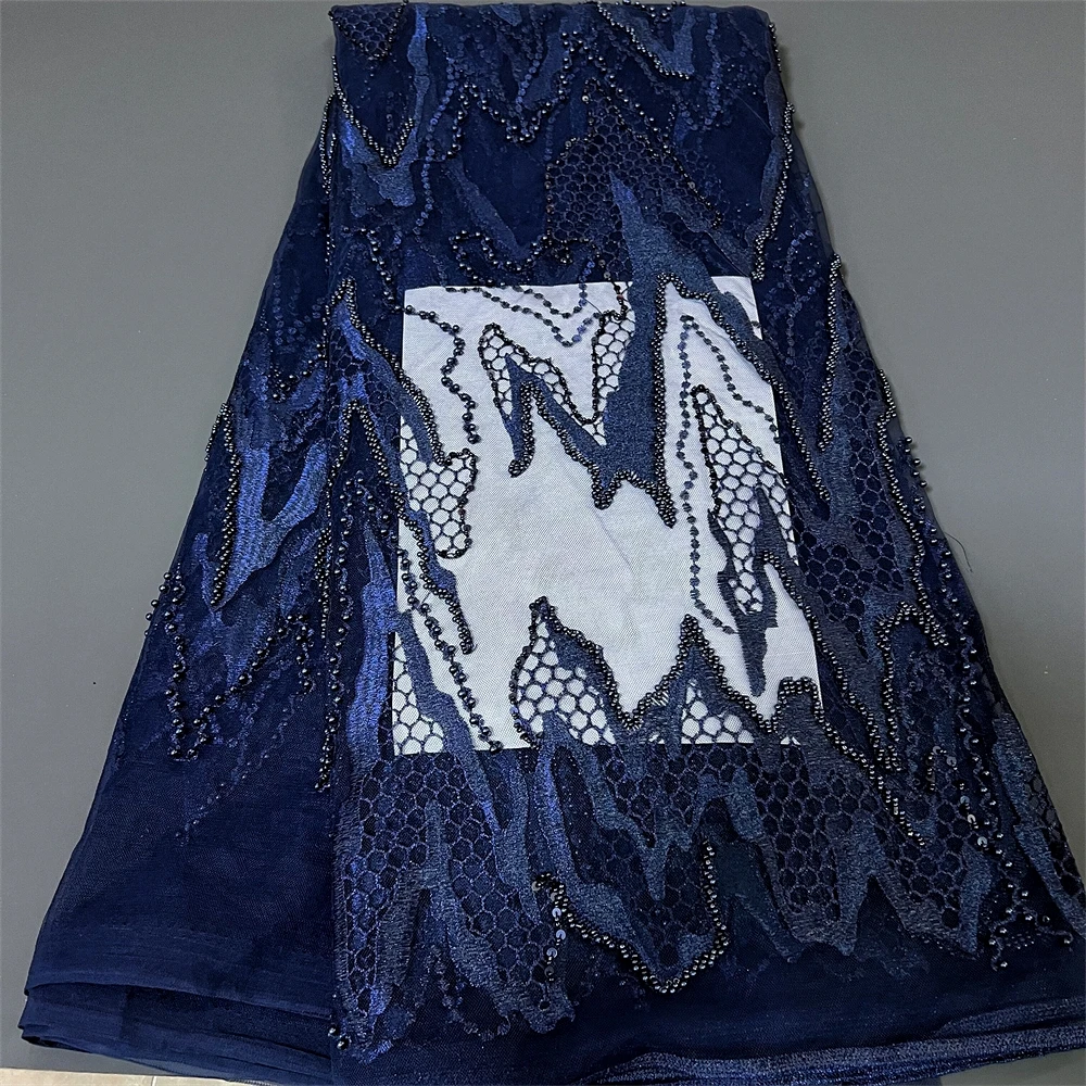 

Роскошная африканская сетчатая кружевная ткань с блестками, ткань по метрам, для шитья, одежды, тюля, свадебных платьев, вышивка, 5 ярдов JY476