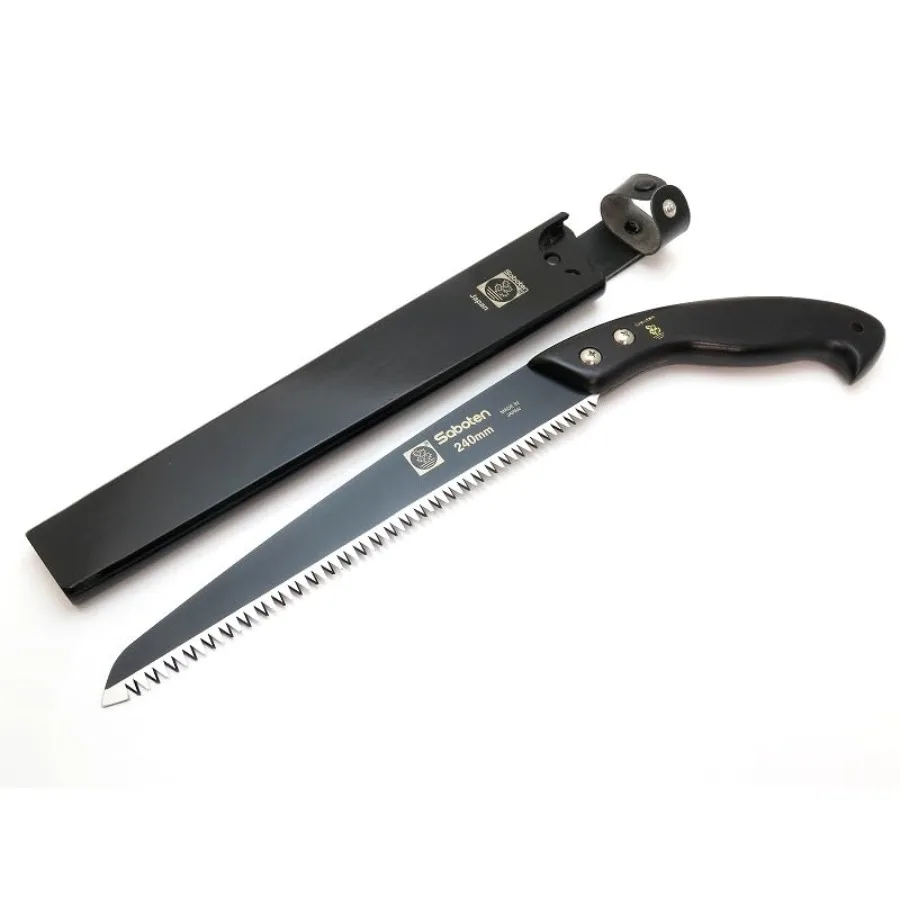 

Saboten Japanese Pruning Saw 9.4 in 240mm Fluorine-Coated High-Carbon Steel Blade 7.5mm Tooth Pitch Smooth Pull Cuts Wooden Han