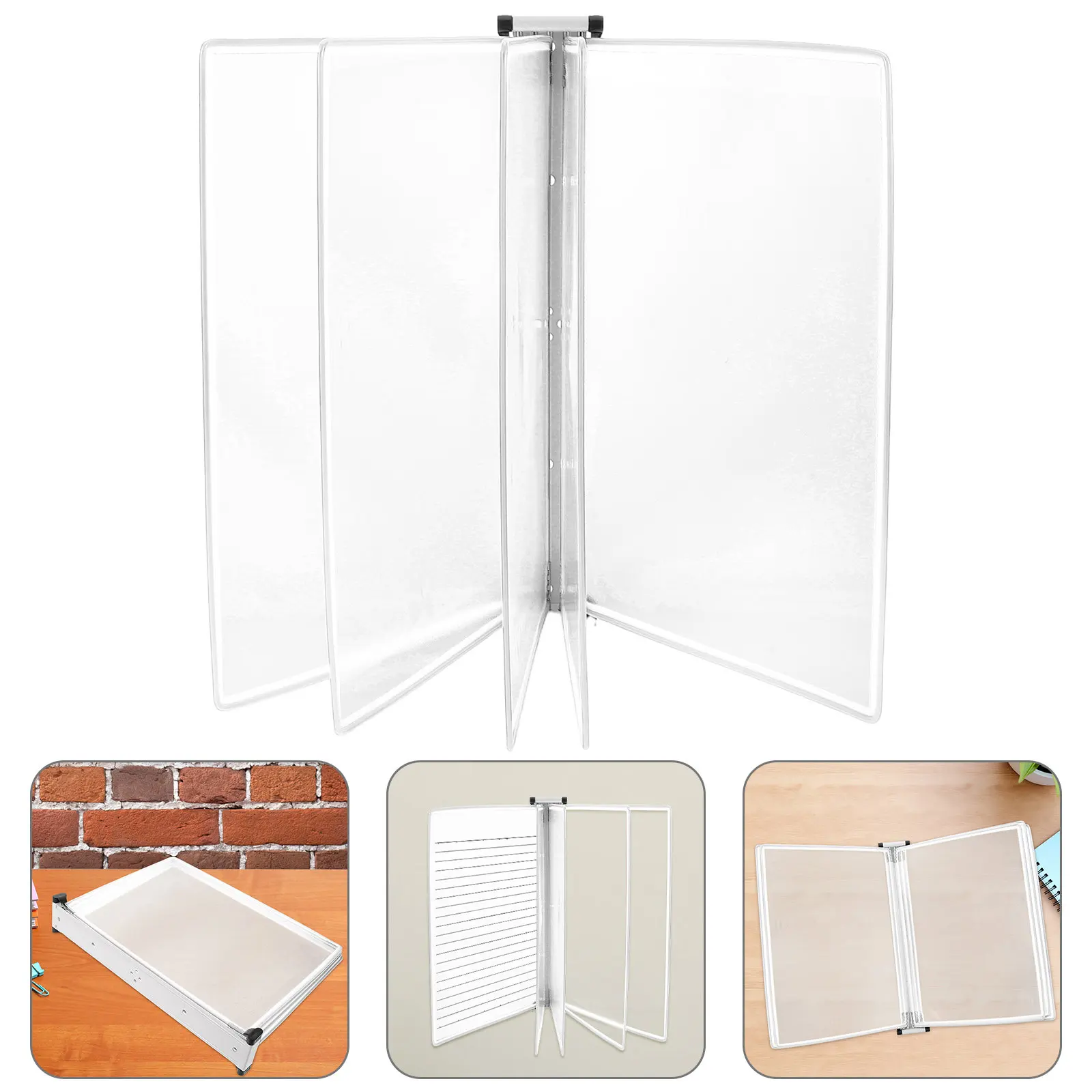 5-Panel Wall Document Holder Double-Sided 10 Pockets Sturdy Office Binder Rack Easy-Loading Display System for Workspace