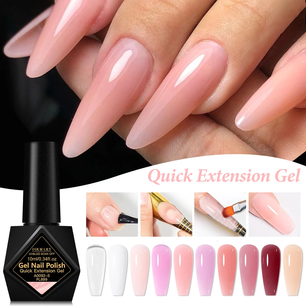 10ml Quick Extension Nail Gel Polish Clear Nude Pink Self Leveling Construction UV Gel Varnish Semi Permanent Nail Supplies DIY
