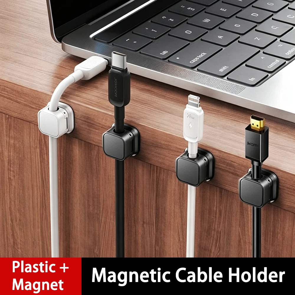Magnetic Cable Clips Winder Holder Wire Keeper Cord Cable Organizer USB Cable Fixer For Home and Car Work Desk With Mobile