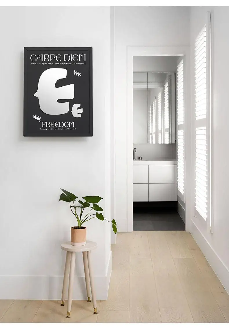 

Nordic Abstract Mirror Art - Black & White Wall Panels, Minimalist Accent for Bedroom Headboard