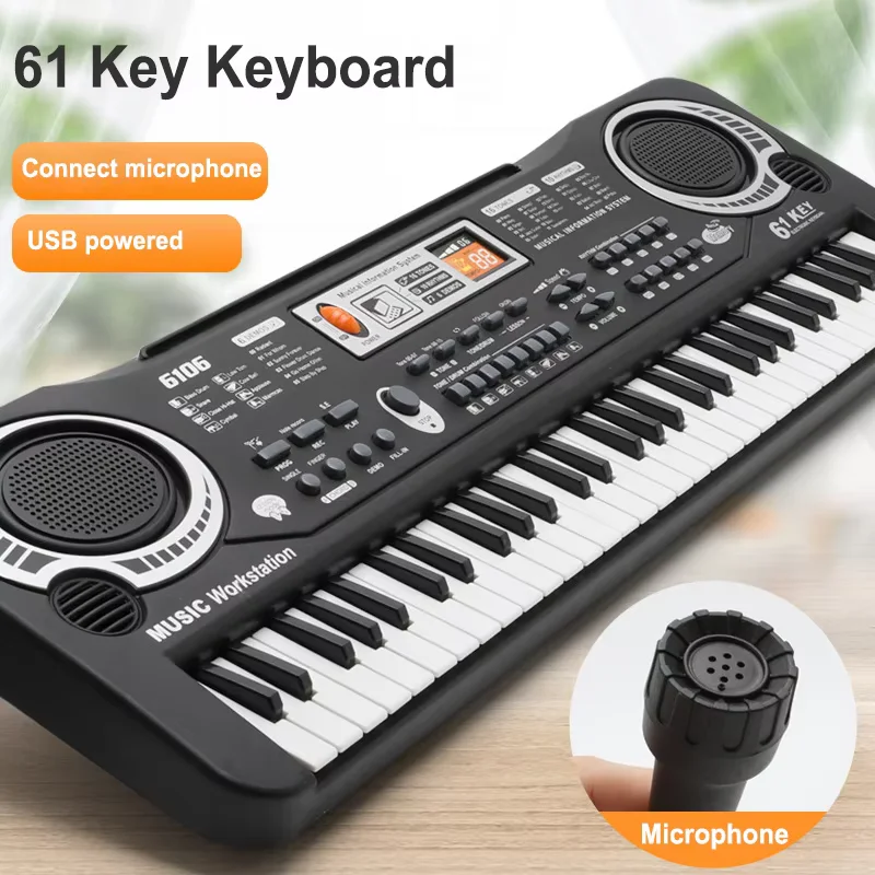 61-key Children's Electronic Piano Keyboard Portable Educational Toy Musical Instrument Organ With Mike Children's Beginner Gift