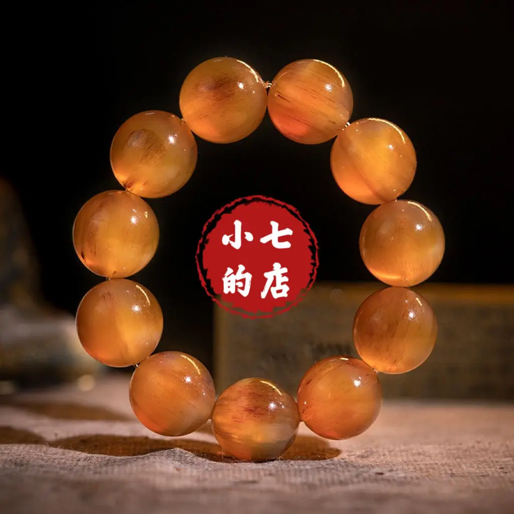 

Tibet Genuine Old Horns Bracelet Full of Blood Bloodshot Wen Wan Men's and Women's Buddha Beads Famous Ethnic Style Hand String