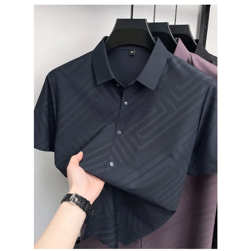 

Mens Shirts Mens Dress Shirts Seamless Printing Polyamide Elastic Anti Wrinkle Comfort Fit Business Casual