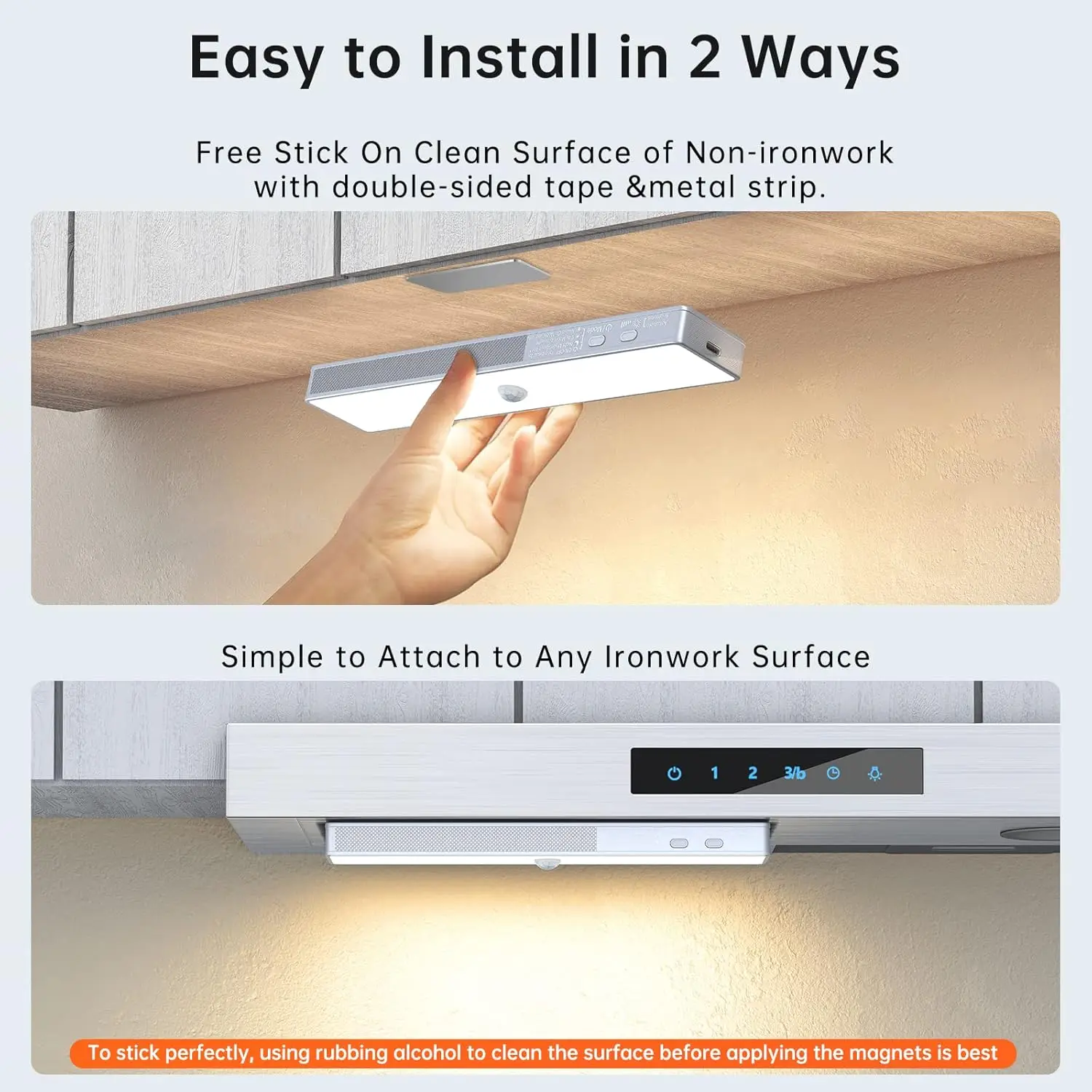 6-Pack Rechargeable Motion Sensor LED Closet Lights with Dimmer, 8'' Under Cabinet Lighting for Wardrobe Kitchen