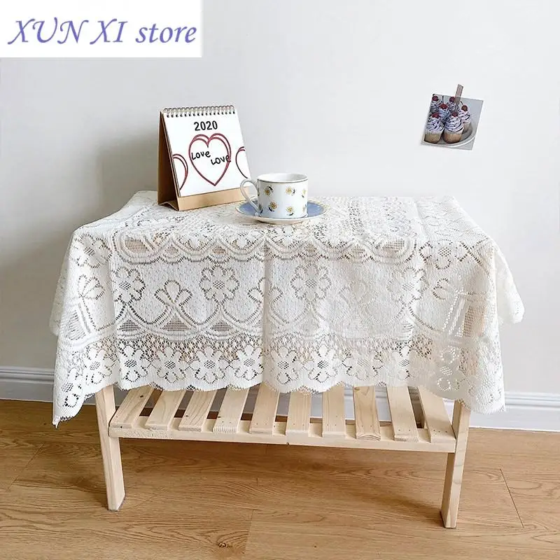 2023 French Vintage Lace Tablecloth Hollow Table Cover for Party Banquet Embroidered Coffee Dinning Table Cloth Wedding Decor