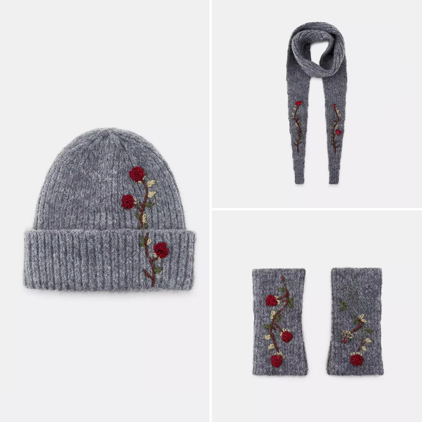 Z Winter 2025 جديد Sle المرأة محبوك قبعة وشاح وقفازات مجموعة Faionable Triplet Accory #1