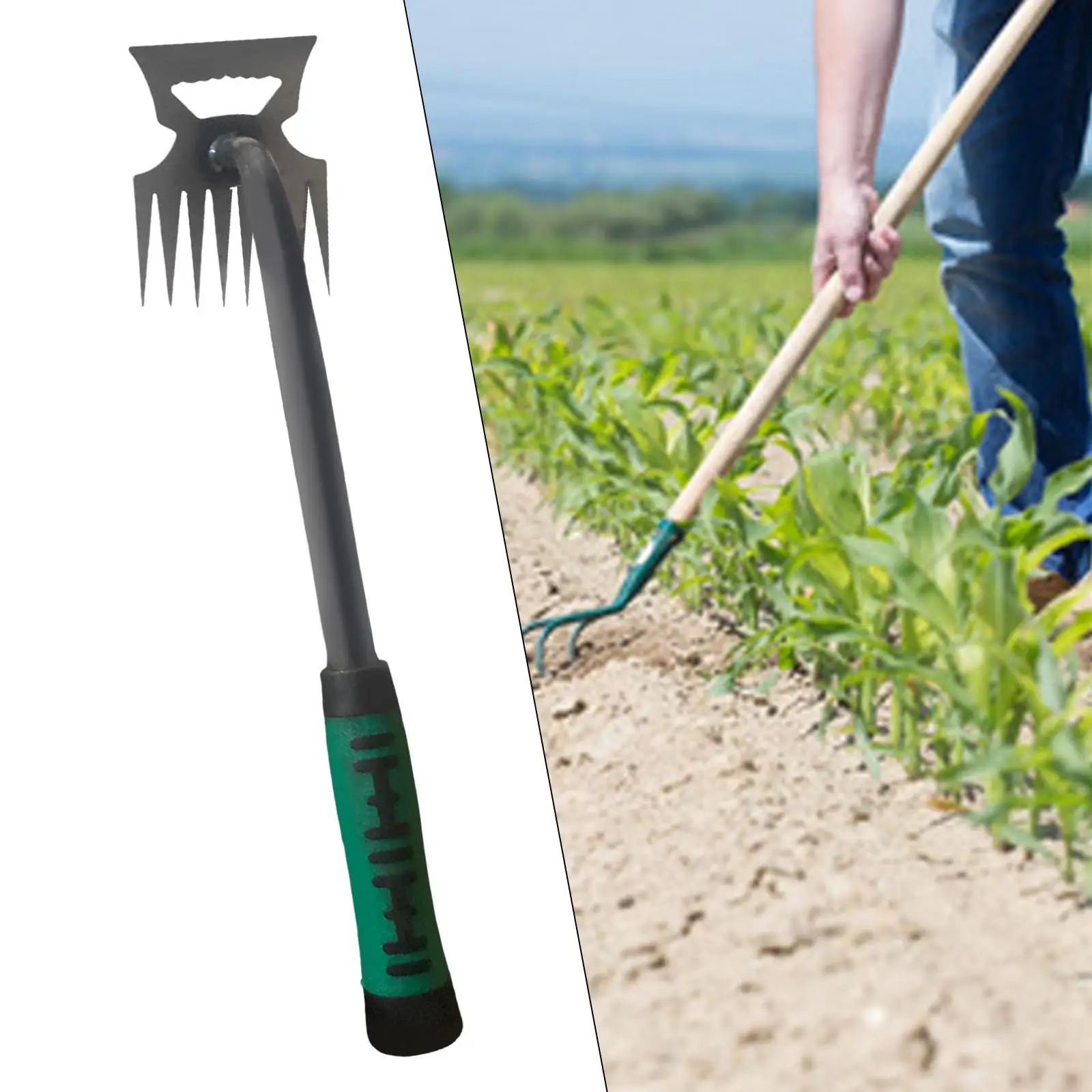 

14inch Manual Weeder Tool Weed Puller Weed Pulling Tool Versatile 2 in 1 Hollow Hoe and Rake for Yard Farm Wear Resistant