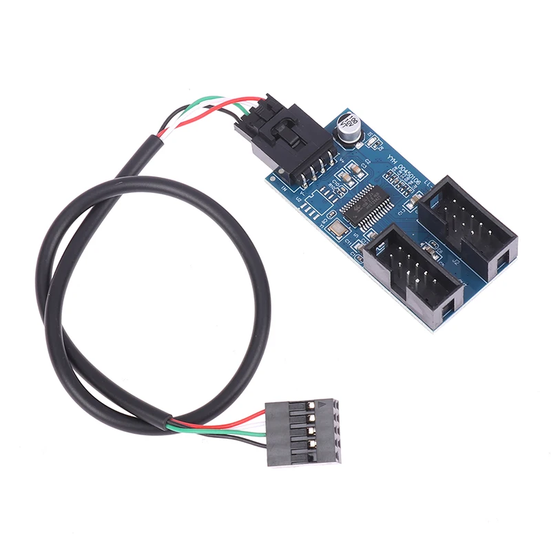 Tarjeta de expansión USB de 9 pines de 30cm, adaptador de Cable de extensión macho 1 a 2 hembra, placa de circuito 2,0 HUB Hub para placa base de escritorio