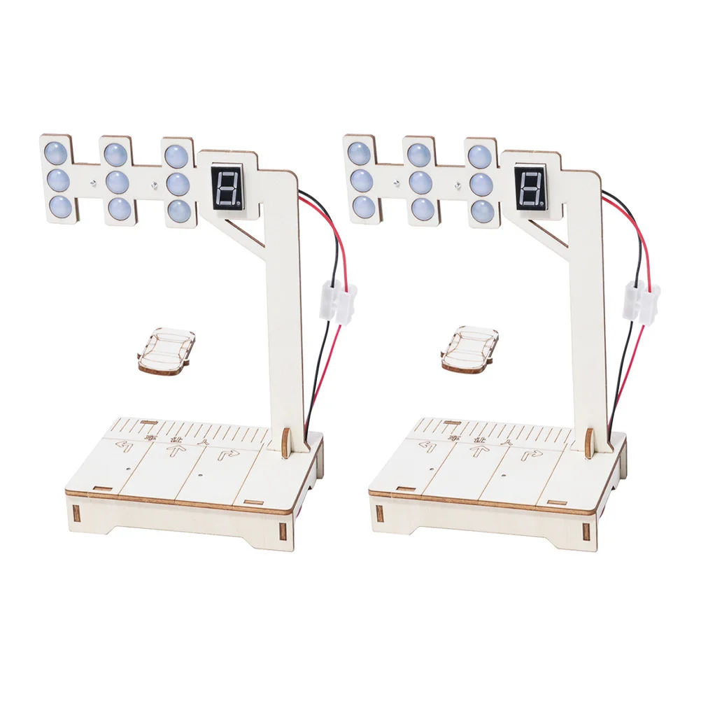 2 set 2 Sets Diy Wooden Traffic Light Kit Stem Science Building For Hands-On Learning Traffic Signal Lights Experiment Set