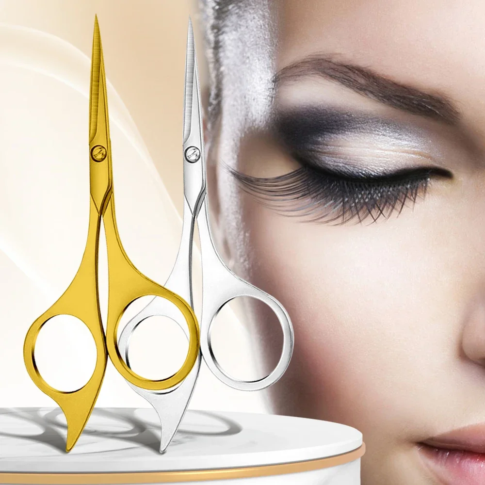 1 szt. Nożyczki ze stali nierdzewnej do brwi, rzęs, włosów w nosie, narzędzie do usuwania makijażu, nożyczki do manicure, obcinacz do skórek, trymer