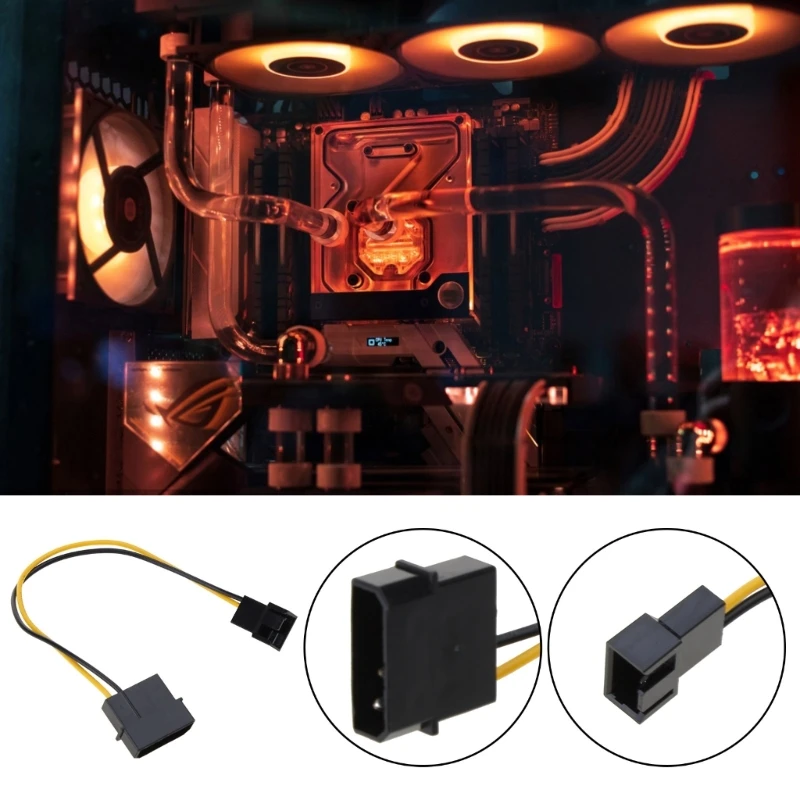 PC Fan Cable D Type Large 4-pin Molex/IDE to 3 Pin CPU Fan Power Cable Connector