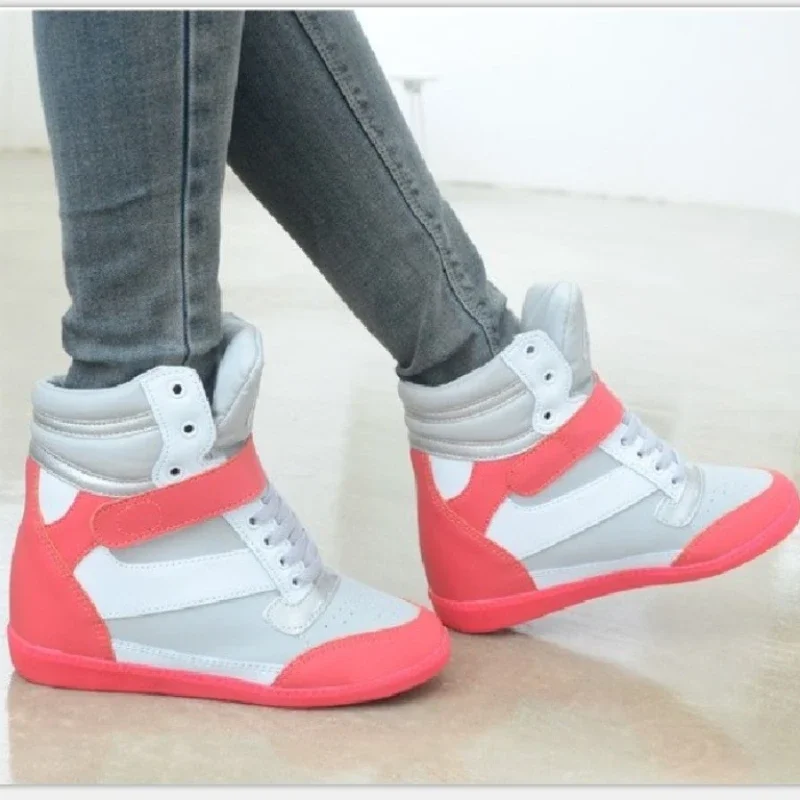 2023 Autumn Designer Wedges White Platform Sneakers Women Shoes Leather Black High Top Sneakers Hidden Increasing Basket Femme