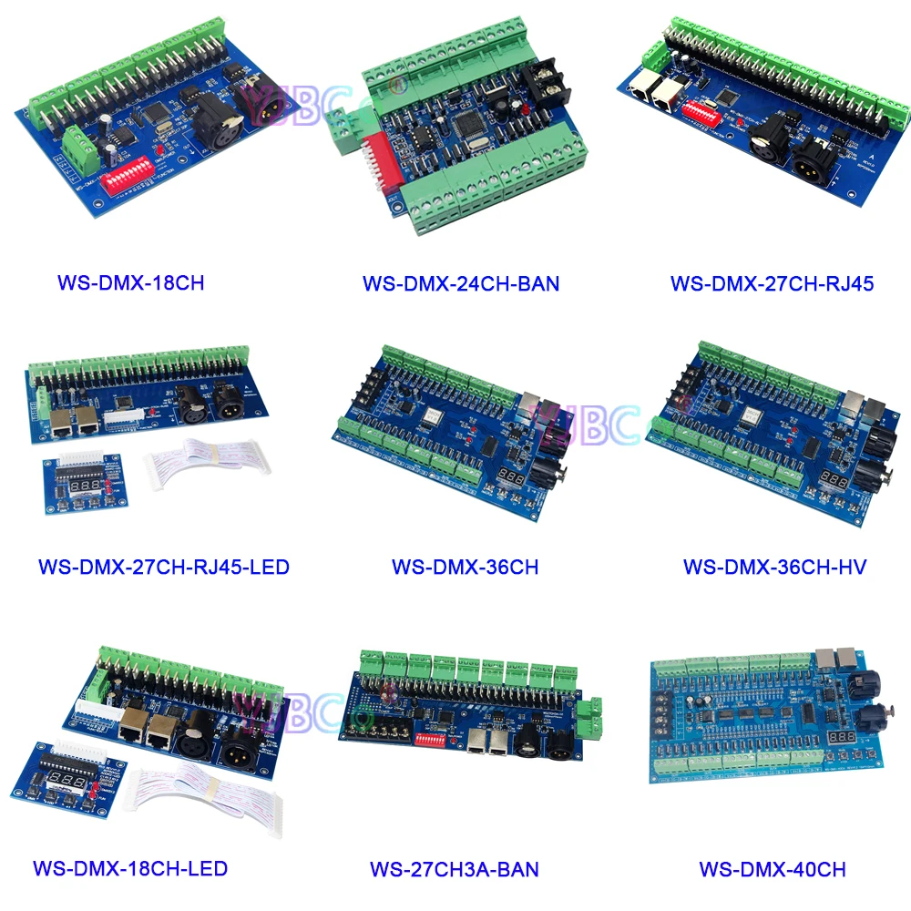 5V 12V 24V 36V DMX512 Decoder 18CH/24CH/27CH/36CH/40CH DMX RGB RGBW LED Controller For LED Strip,Lamp,Module