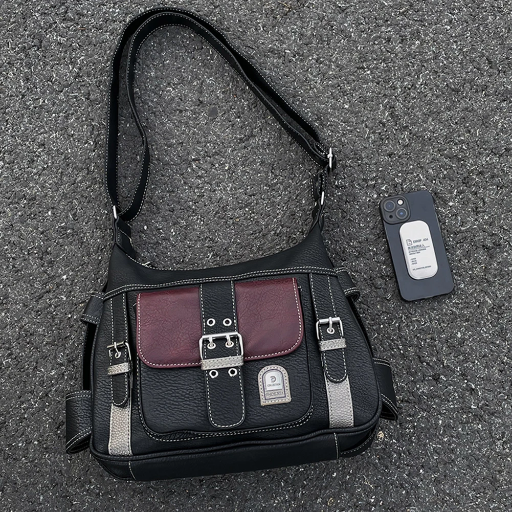 Torba crossbody dla dziewczyn o dużej pojemności, regulowany pasek, miękka torba typu satchel, casualowa, kontrastowe kolory, styl Y2K, idealna do podróży, zakupów i dojazdów do pracy.