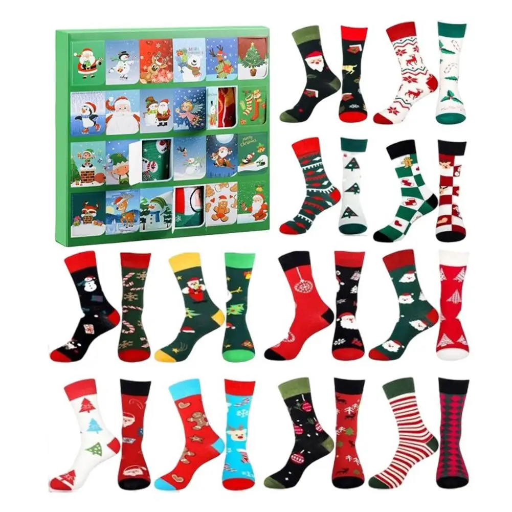 

Socks Advent Calendar for Adults Men Women, 12/24Pair of Christmas Crew Socks Funny Sock Countdown to 2025 Christmas, 24 Days