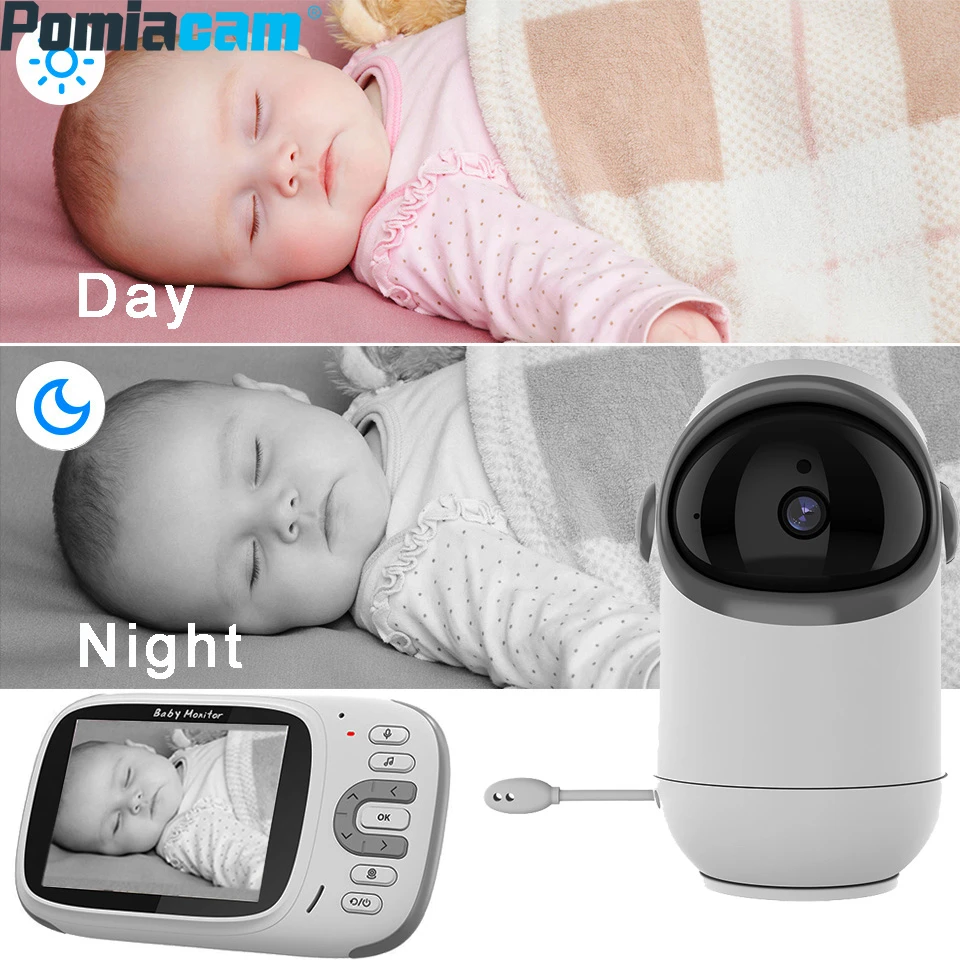 Baby Monitor 3.2 Inch IPS Screen 720P Wireless PTZ Intercom Temperature Display Nanny Camera Long Range Nanny Camera VB802