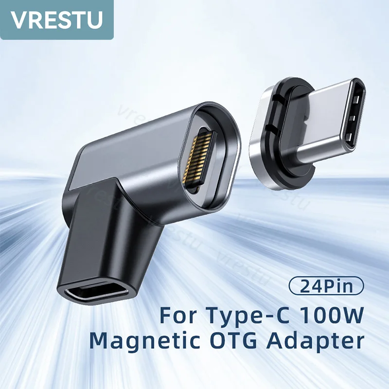 100W USB3.1 Type-C Magnetic Adapter USB-C Data Converter for iPad Pro Macbook Laptop High Speed 10Gbps 4K HD Magnet Auto Suction