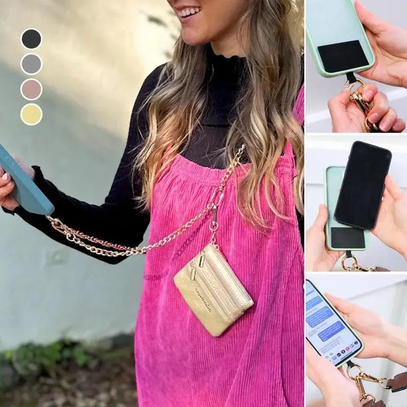 Clip Phone Strap & Zipper Pouch Chain Bag Phone String Mobile Phone Lanyard Chain Bag Adjustable Mobile Phone Lanyard Chain Bag